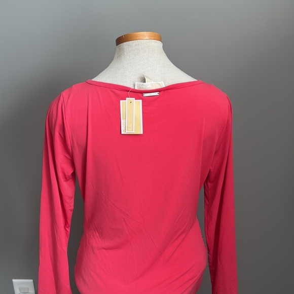 NWT!! Michael Kors - Coral - Ruched Halter Strap Long Sleeve Dress - Size Large - Picture 3 of 9